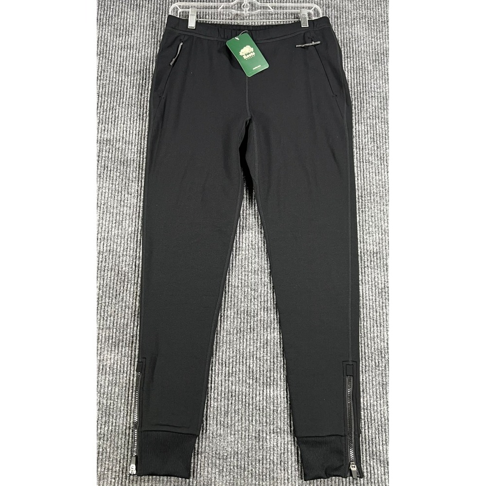 Roots Ali Athletic Jogger Pants Womens Size Small Black Zip Ankle Casual New